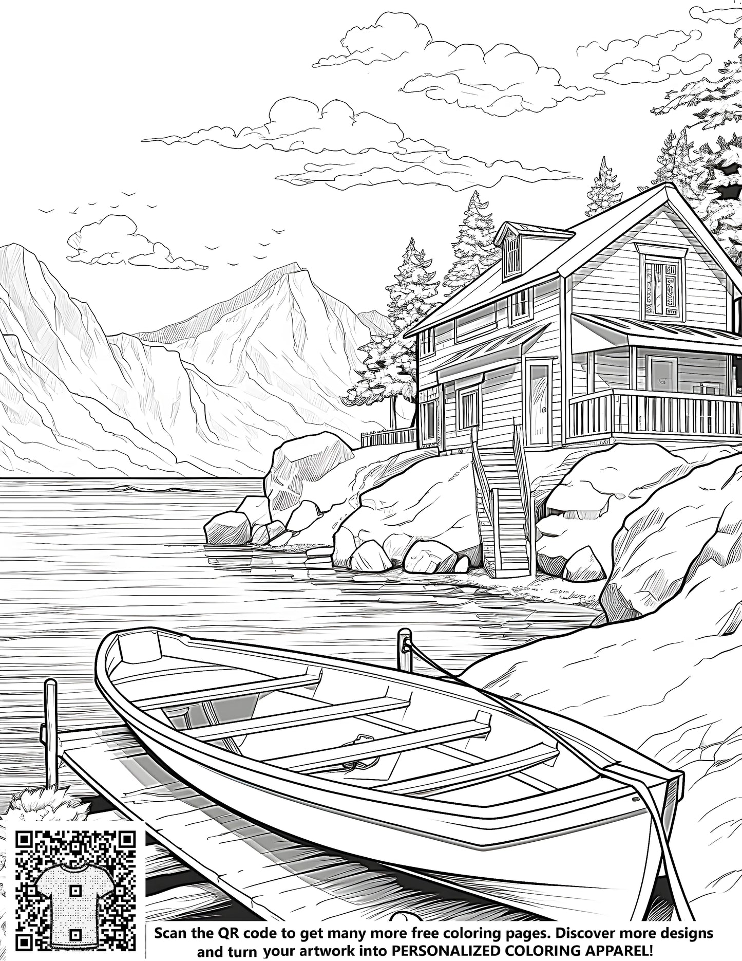 FREE Lakeside Scene Coloring Page - Download NOW