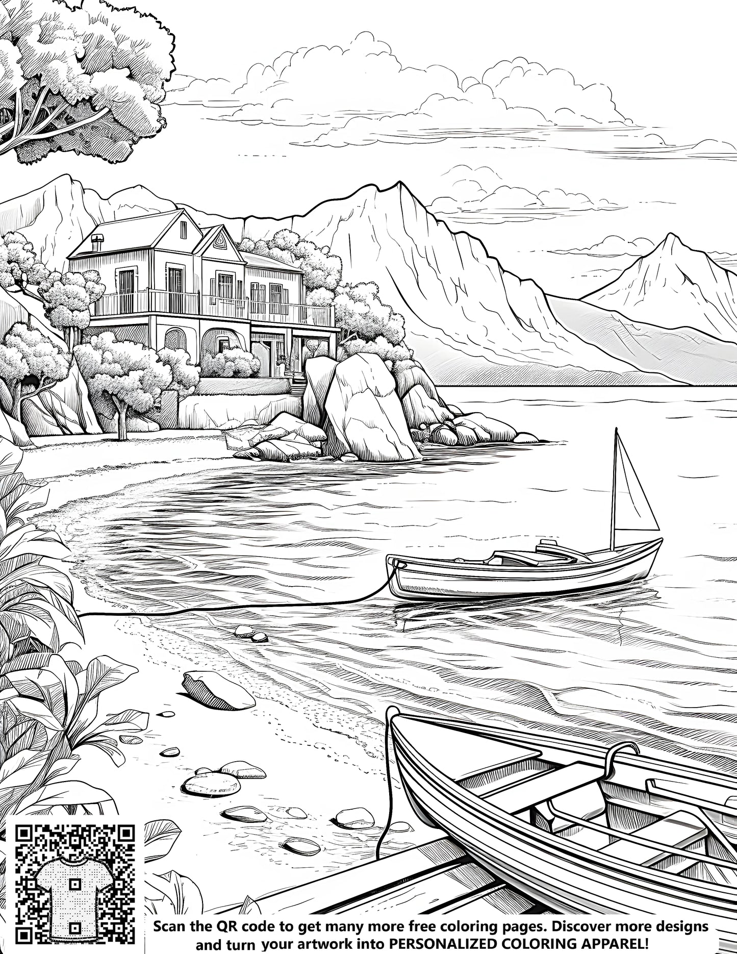 FREE Beach House Coloring Page Download NOW