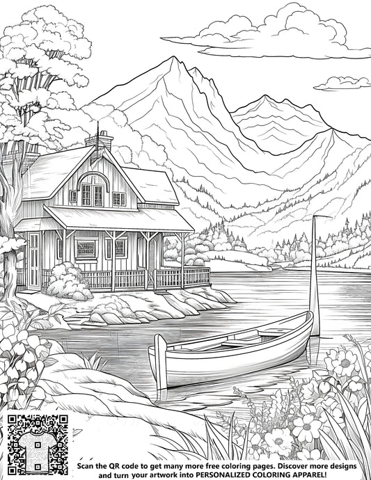 FREE Mountain Scenery Coloring Page Download NOW