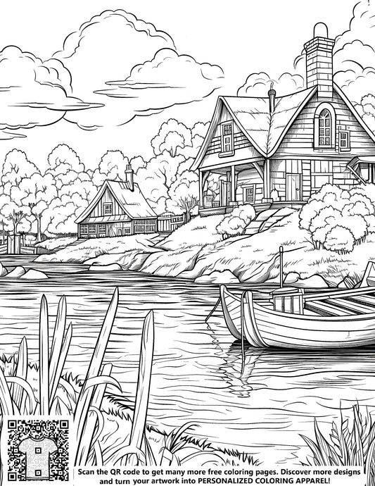 FREE Countryside Cottages Coloring Page Download NOW