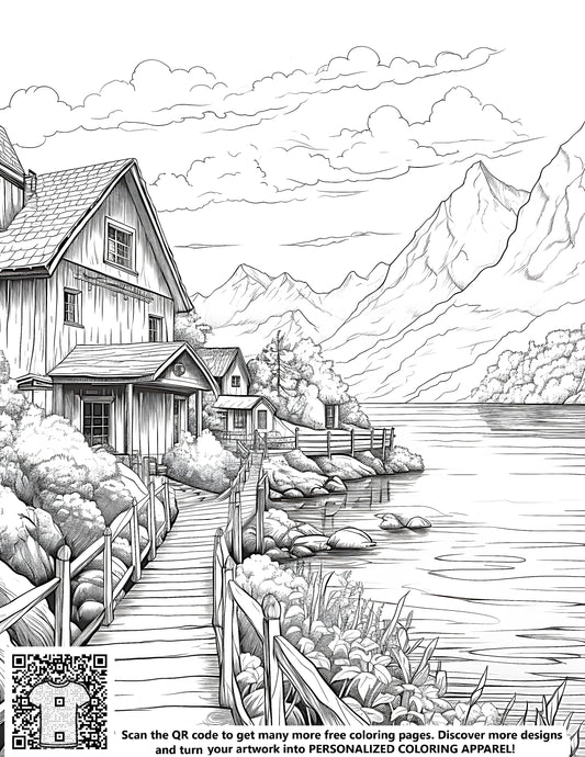 FREE Countryside Landscape Coloring Page Download NOW