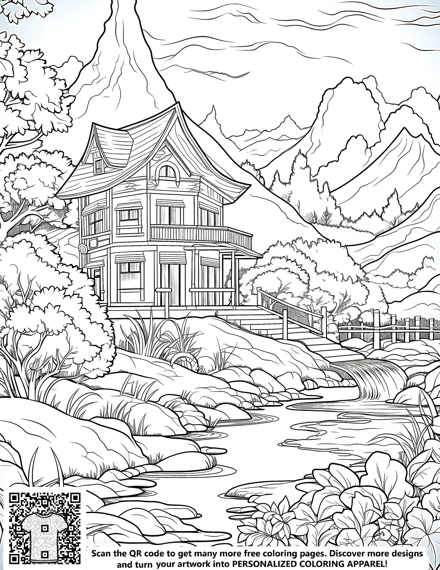 FREE Mountain House Coloring Page Download NOW