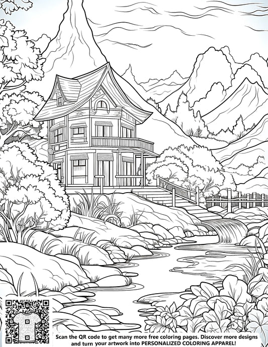 FREE Mountain House Coloring Page Download NOW