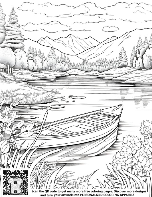 FREE Mountain Lake Coloring Page - Printable Download