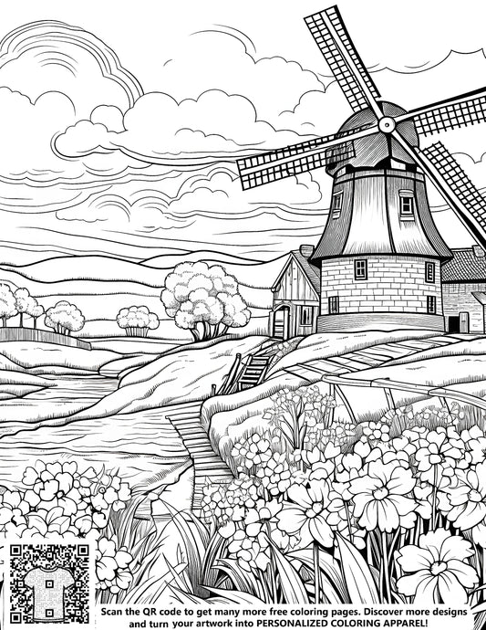 FREE Countryside Scene Coloring Page Download NOW