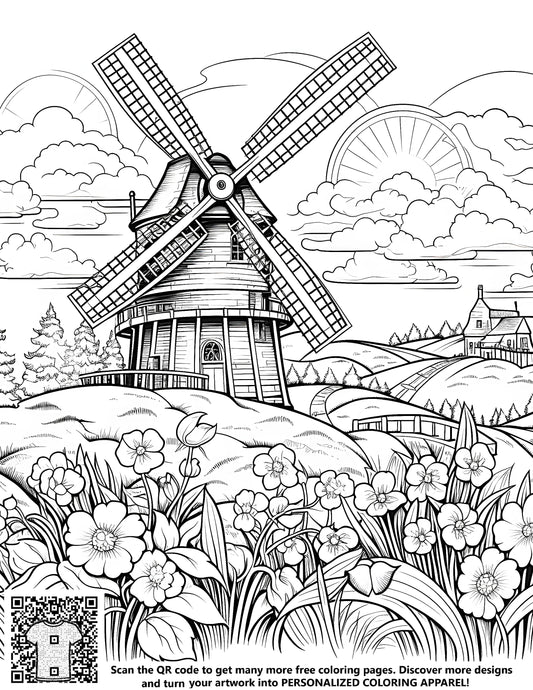 FREE Detailed Countryside Coloring Page - Download NOW