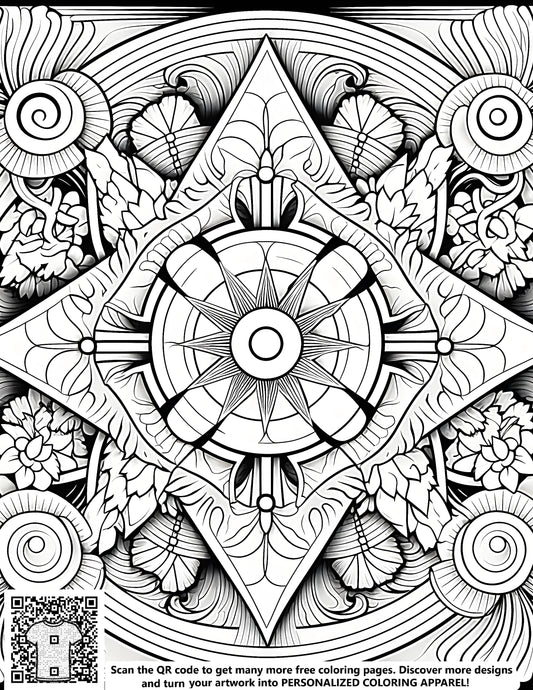 Structured Coloring FREE Mandala Geometric Pattern Coloring Page Download ⛰️ – Davinci in You