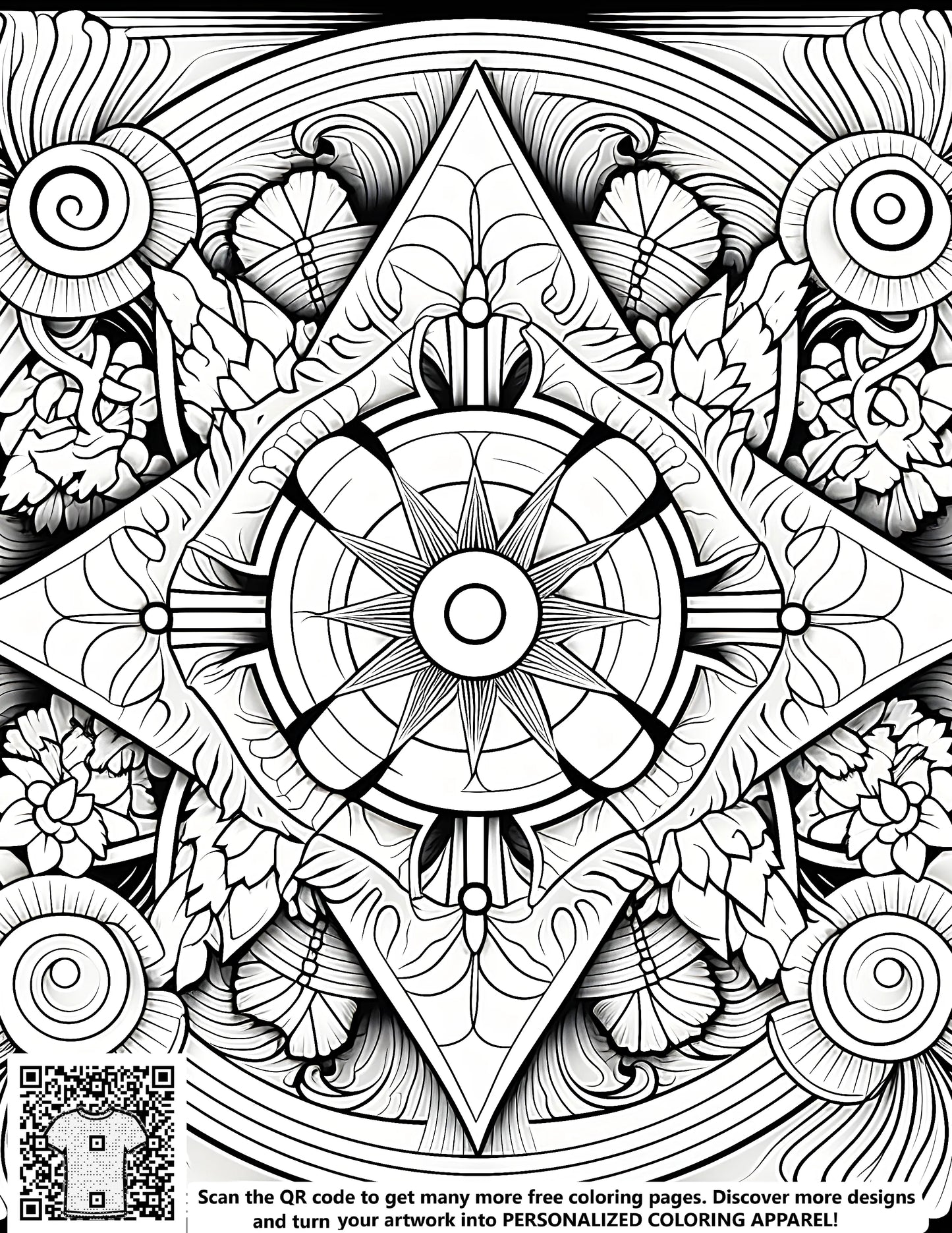 FREE Mandala Geometric Pattern Coloring Page Download