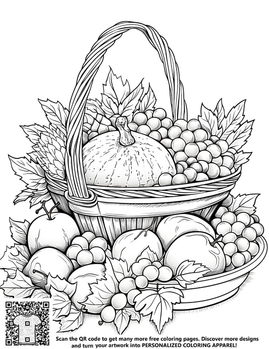 FREE Harvest Basket Coloring Page Download