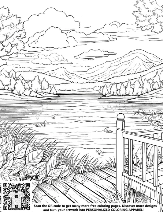FREE Serene Landscape Coloring Page Download NOW