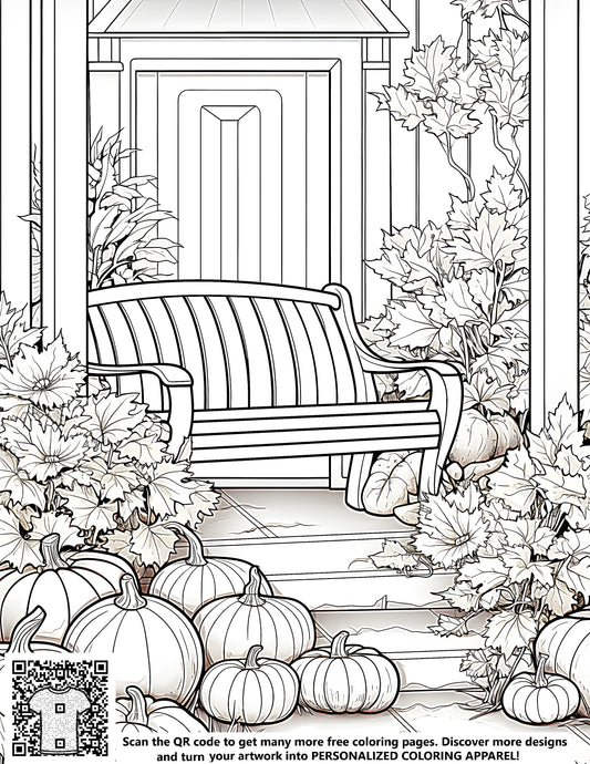 FREE Autumn Porch Coloring Page Download NOW