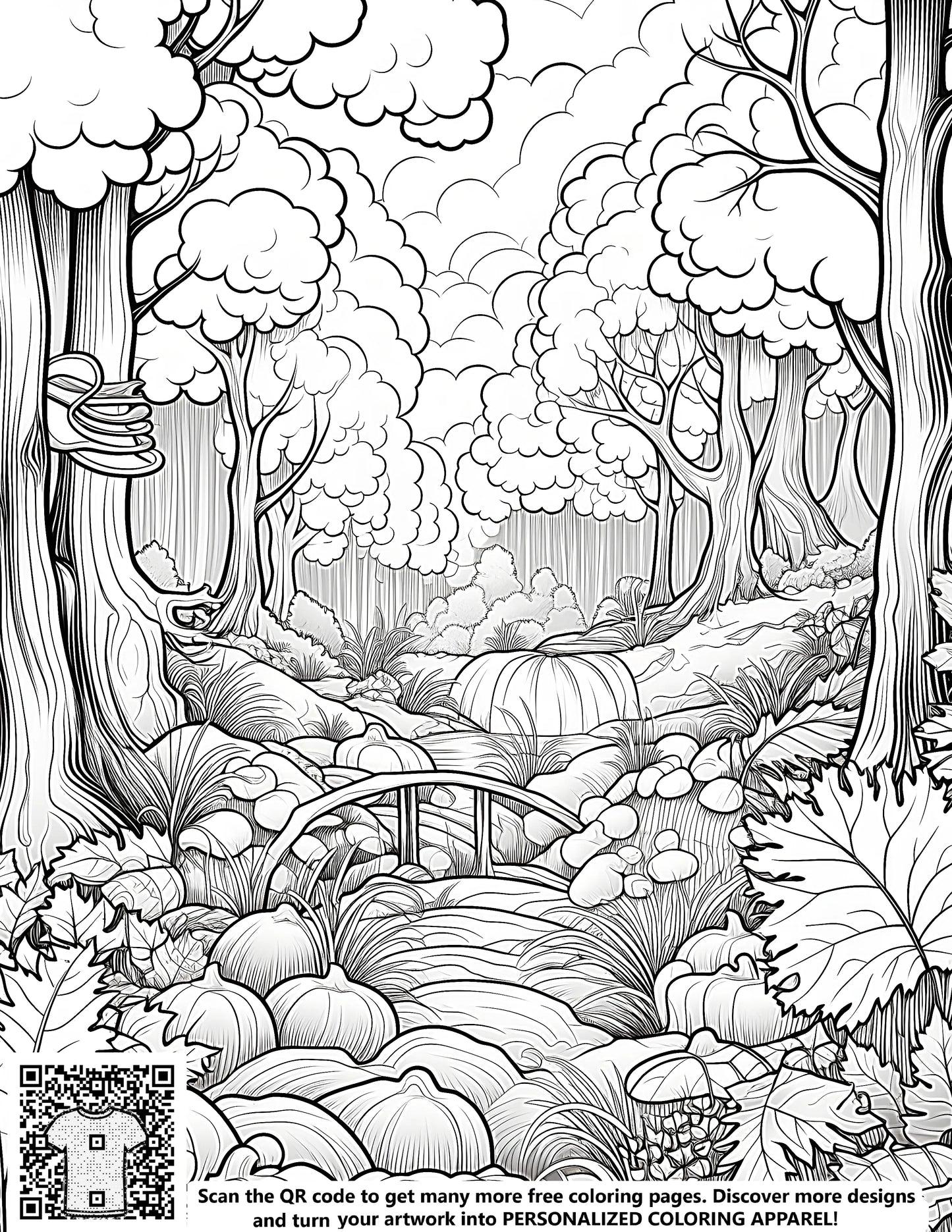 FREE Black and White Forest Scene Coloring Page Download NOW