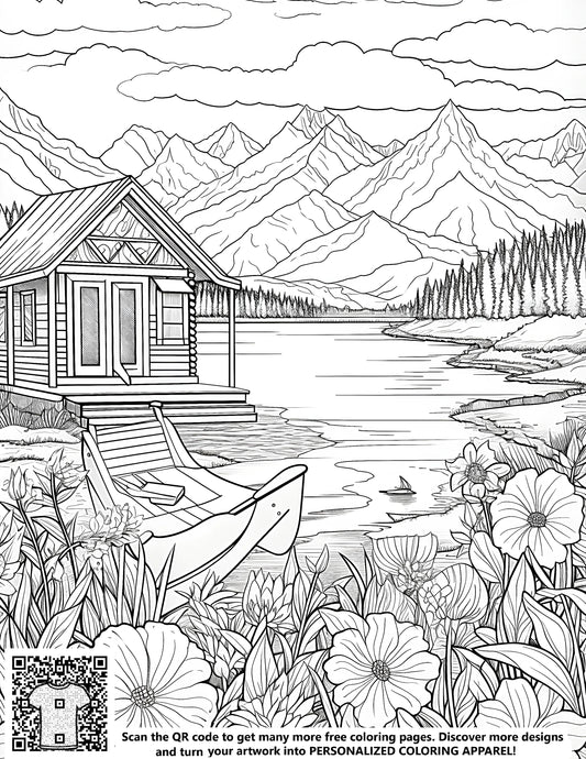 FREE Cabin on a Lake Coloring Page Download NOW