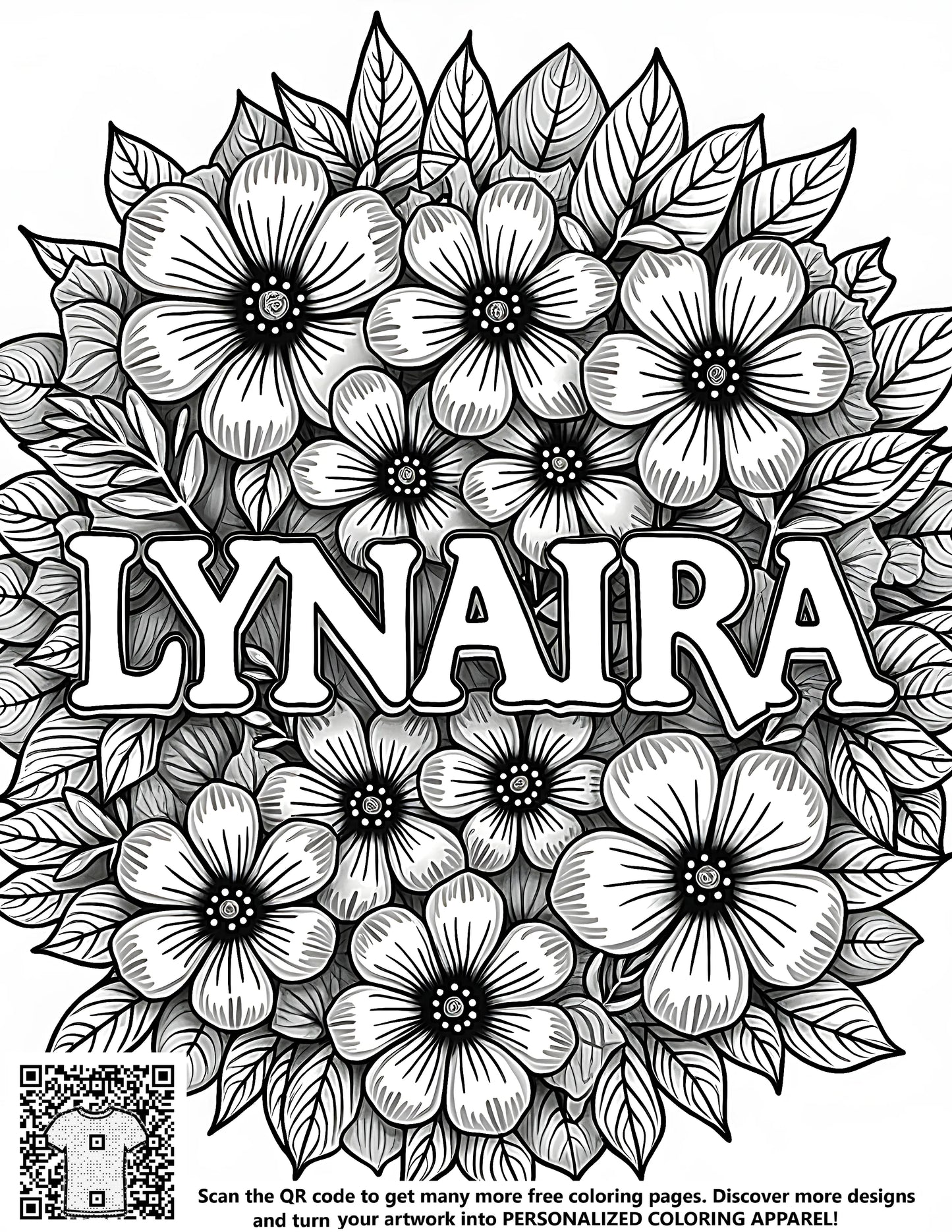 FREE Floral Arrangement Coloring Page with 'Lynaira' - Printable Download