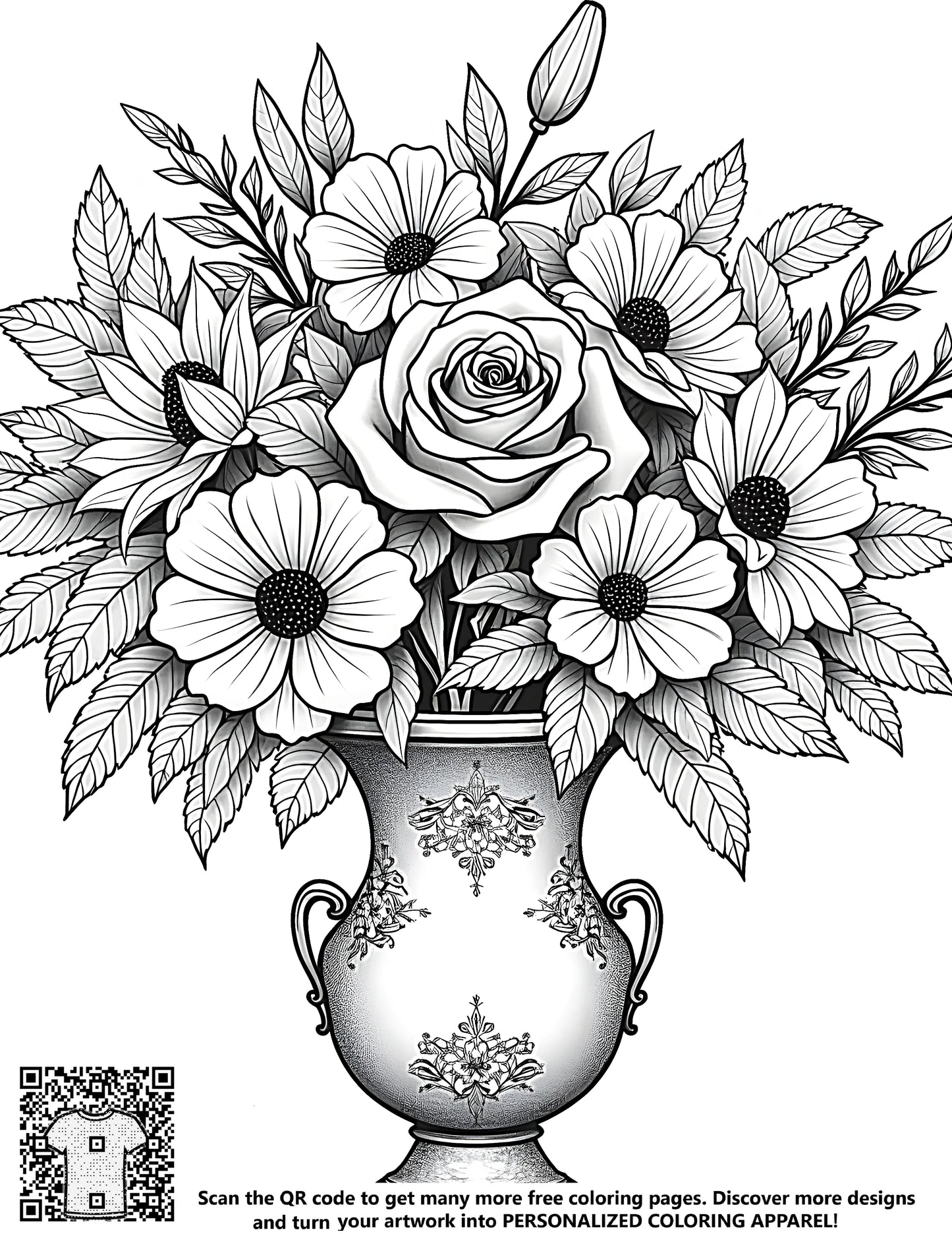 FREE Flower Arrangement Coloring Page Download