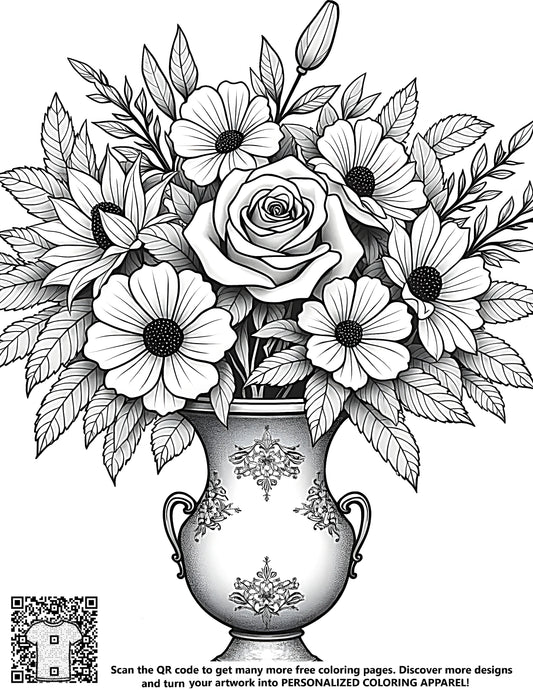 FREE Flower Arrangement Coloring Page Download