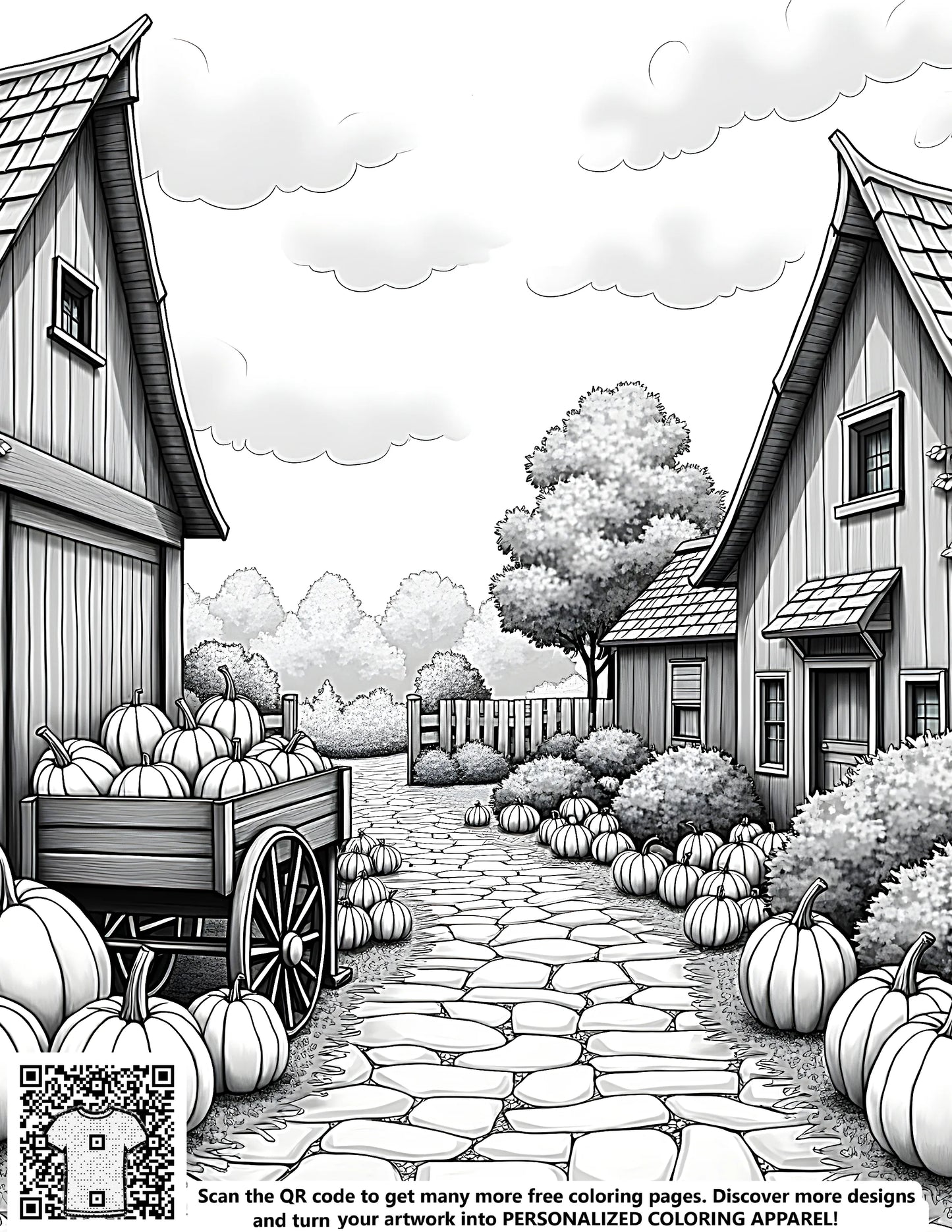 FREE Rustic Autumn Scene Coloring Page - Download NOW