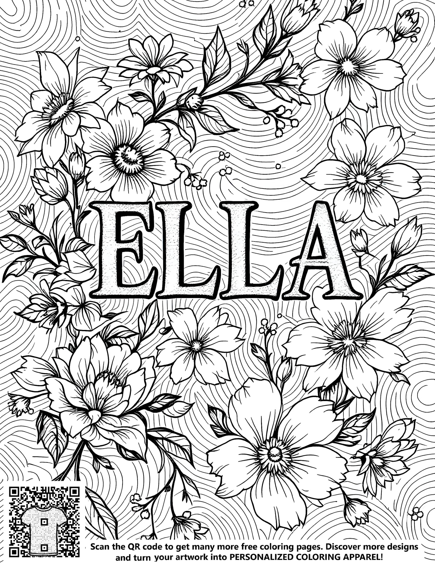 FREE Floral Name Coloring Page - Ella Printable Download