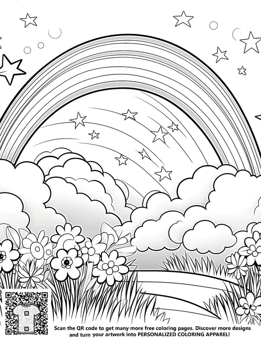 FREE Rainbow Scene Coloring Page - Download NOW for Creative Fun