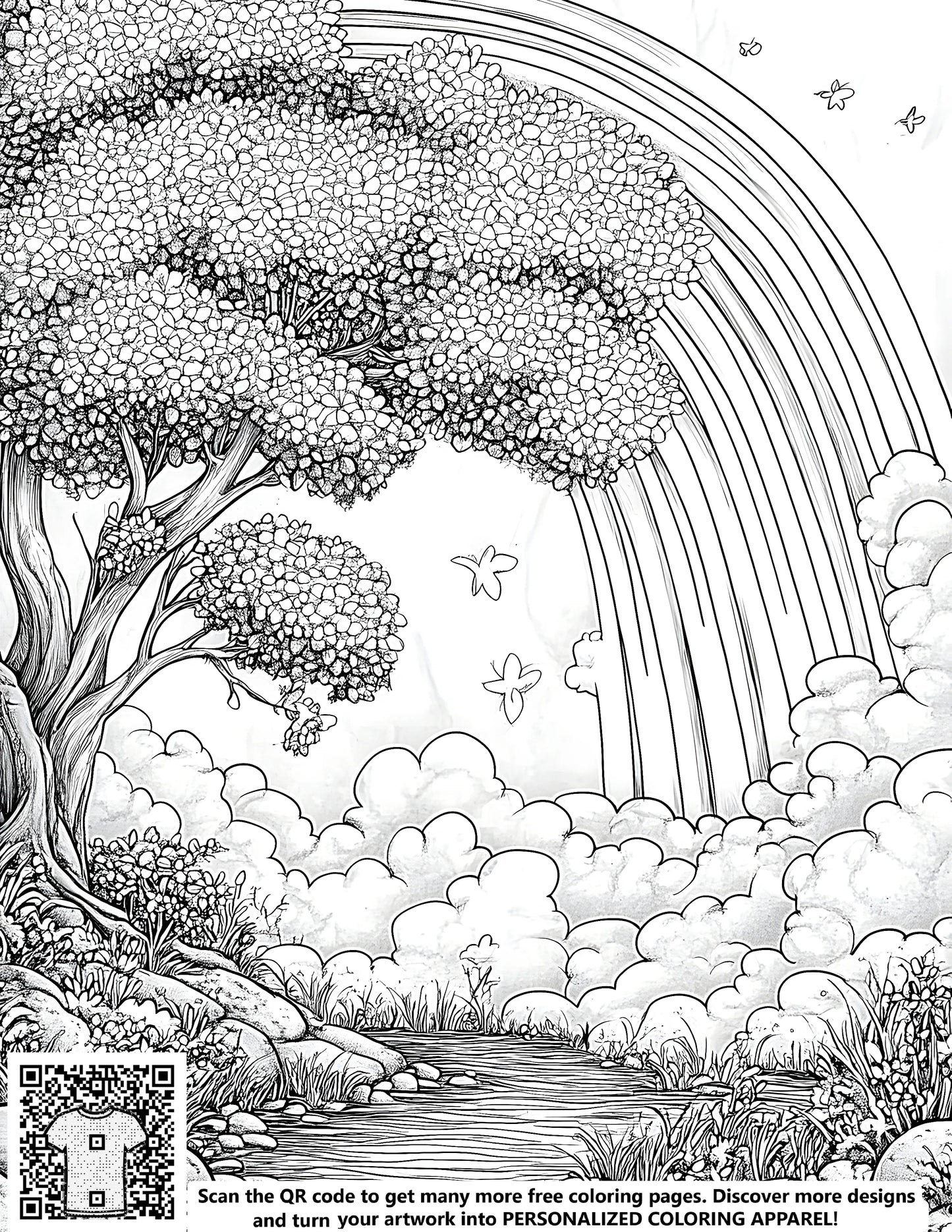 FREE Serene Forest Coloring Page - Printable Nature Scene Download