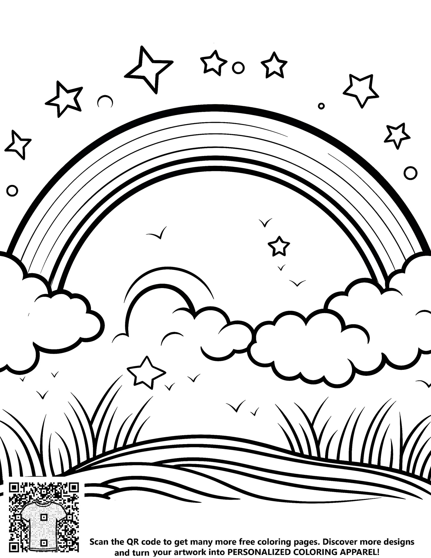 FREE Rainbow and Clouds Coloring Page Download