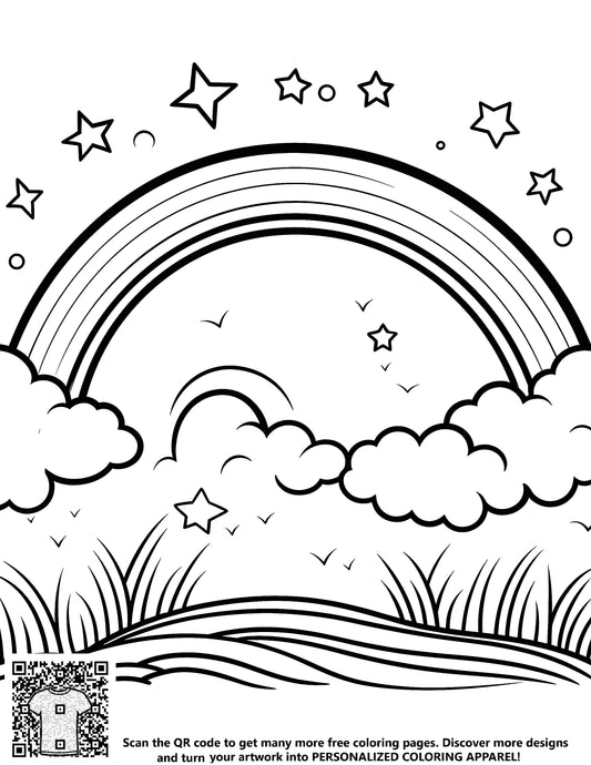 FREE Rainbow and Clouds Coloring Page Download