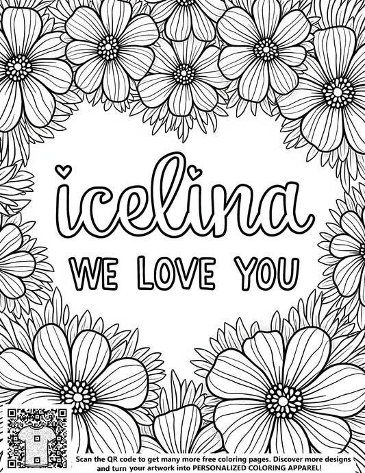 FREE We Love You Floral Border Coloring Page Download