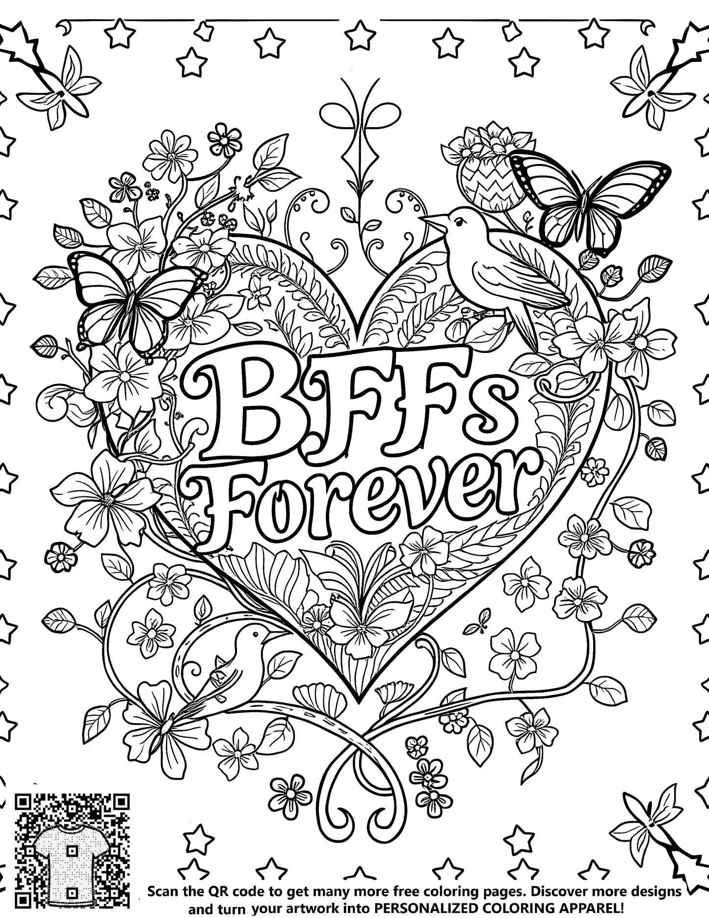 FREE BFFs Forever Floral & Butterfly Coloring Page Download