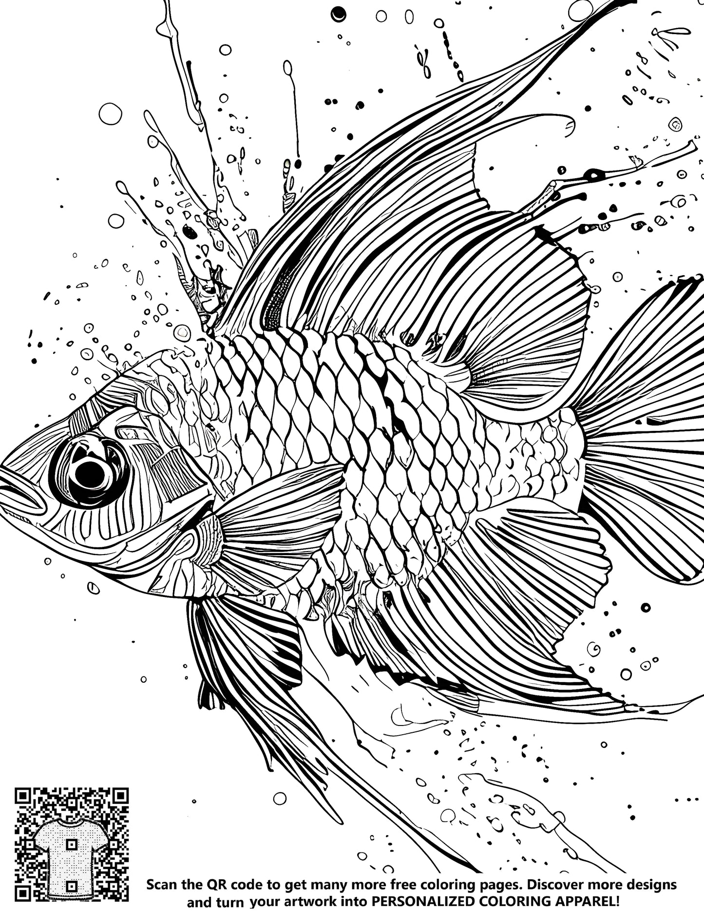 FREE Fish Coloring Page Download NOW - Intricate Scales and Fins Design