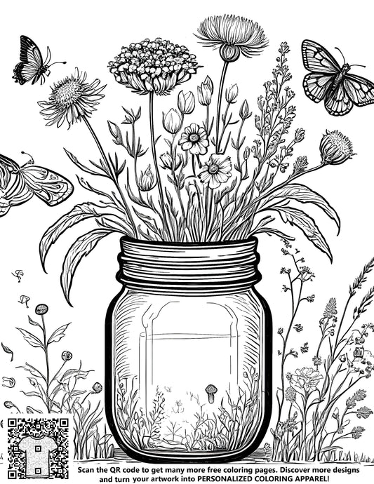 FREE Wildflower and Butterfly Coloring Page - Printable Download