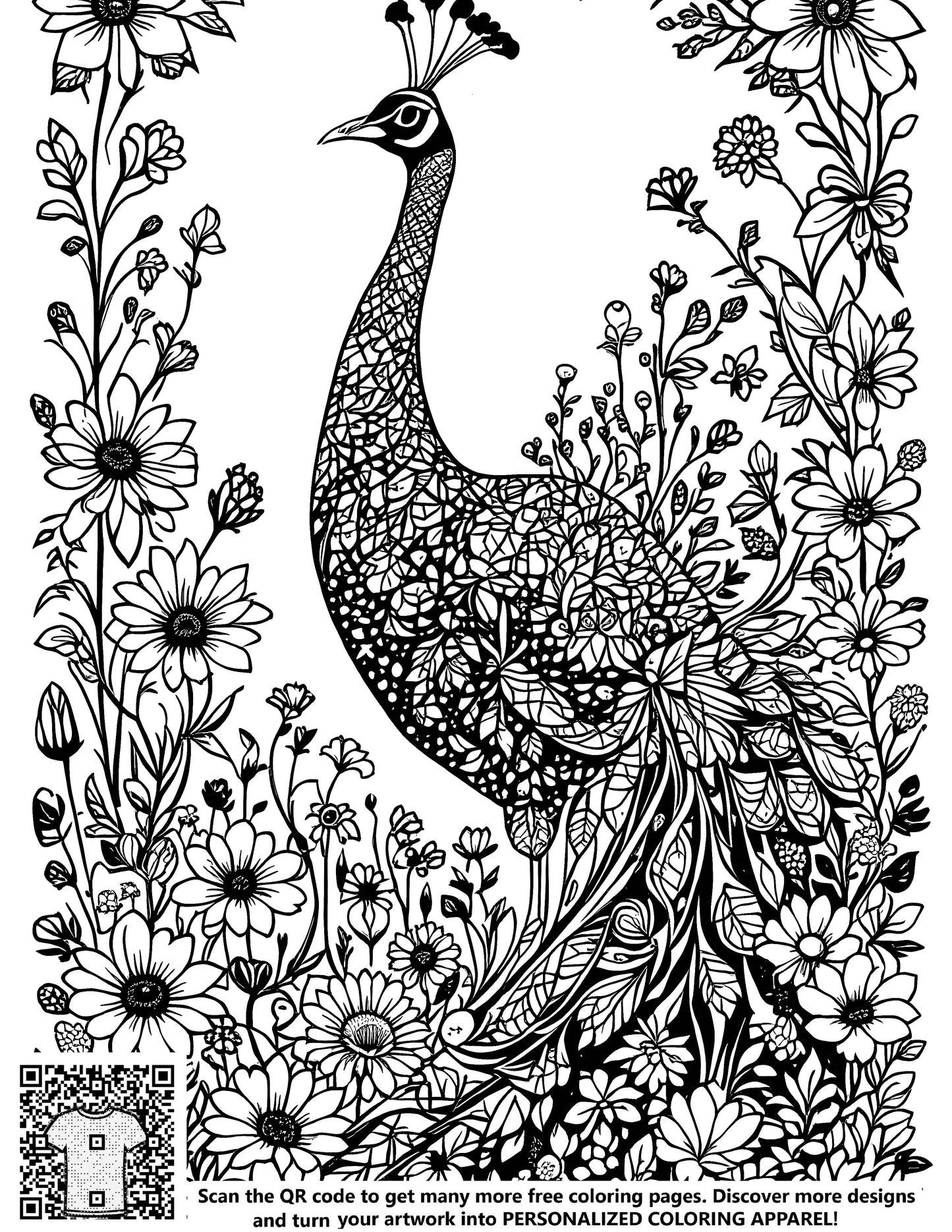 FREE Peacock Coloring Page - Detailed Floral Patterns Printable Download