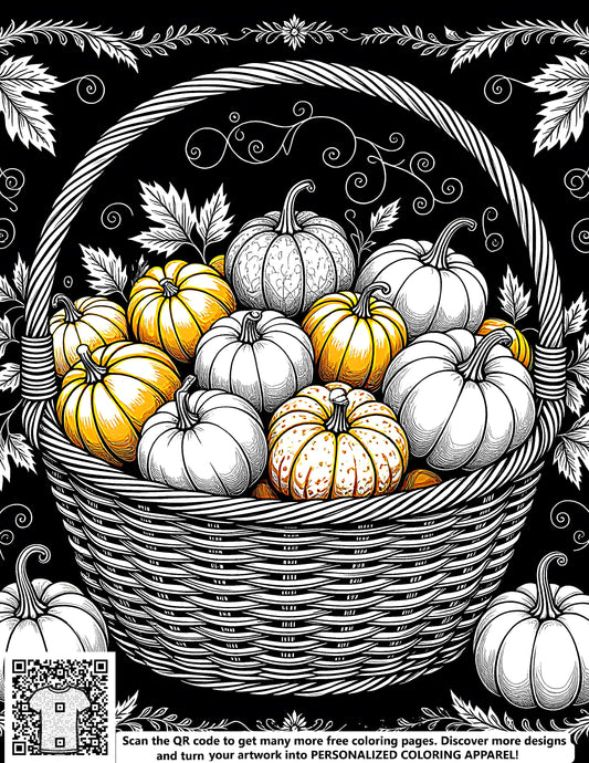 FREE Pumpkin Basket Coloring Page - Printable Download