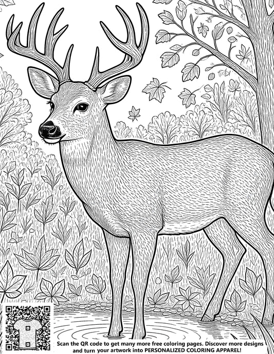 FREE Majestic Deer in Forest Coloring Page Download