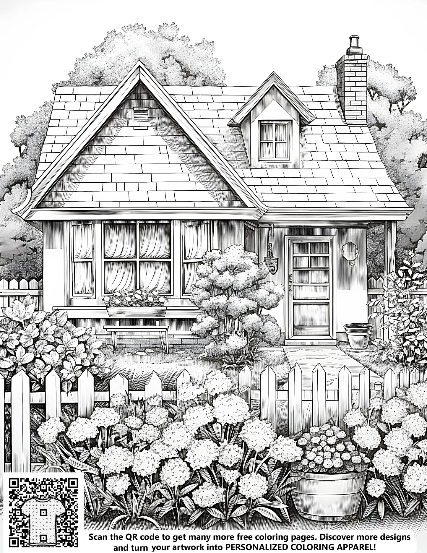 FREE Cottage Garden Coloring Page Download