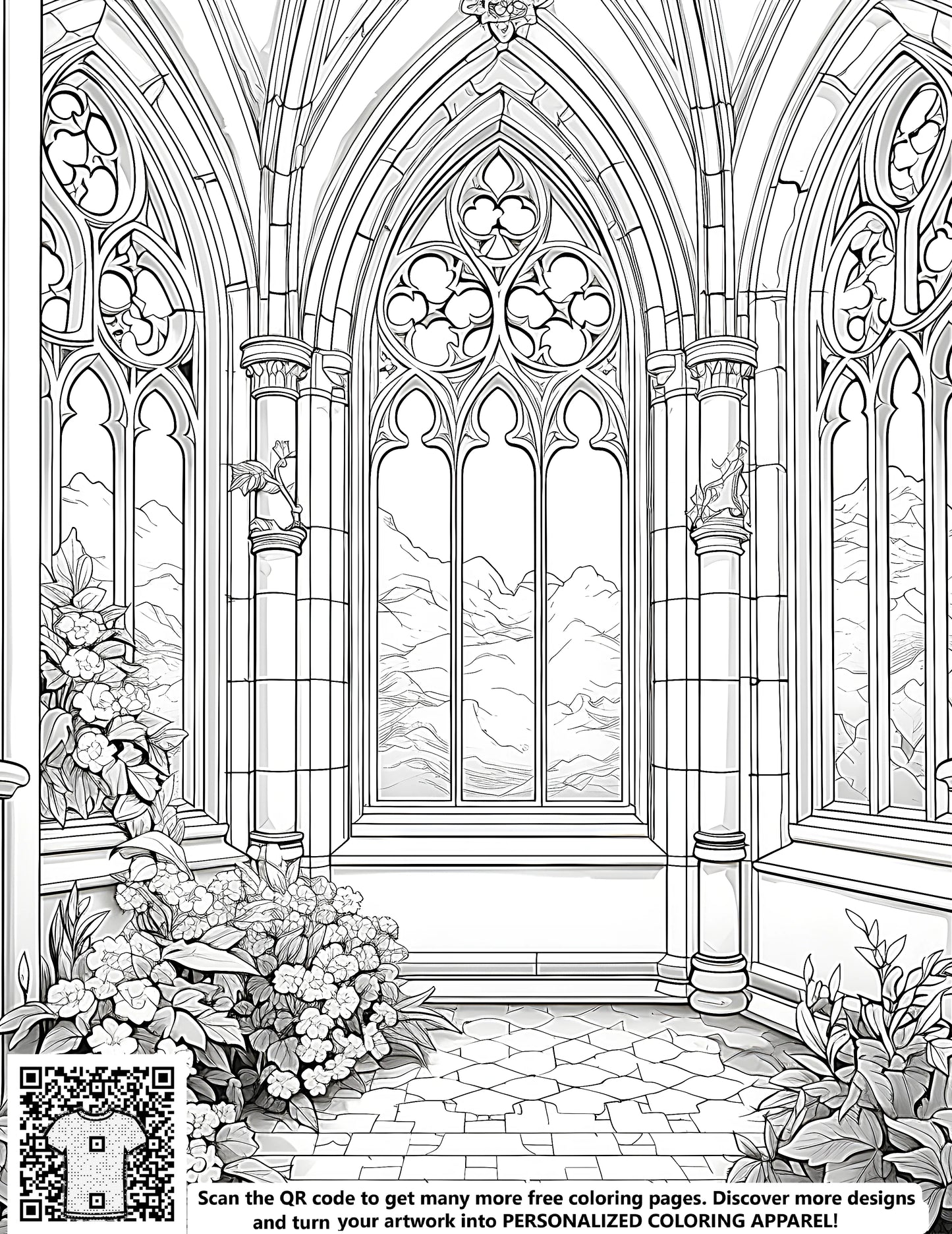 FREE Gothic Castle Interior Coloring Page - Printable Download