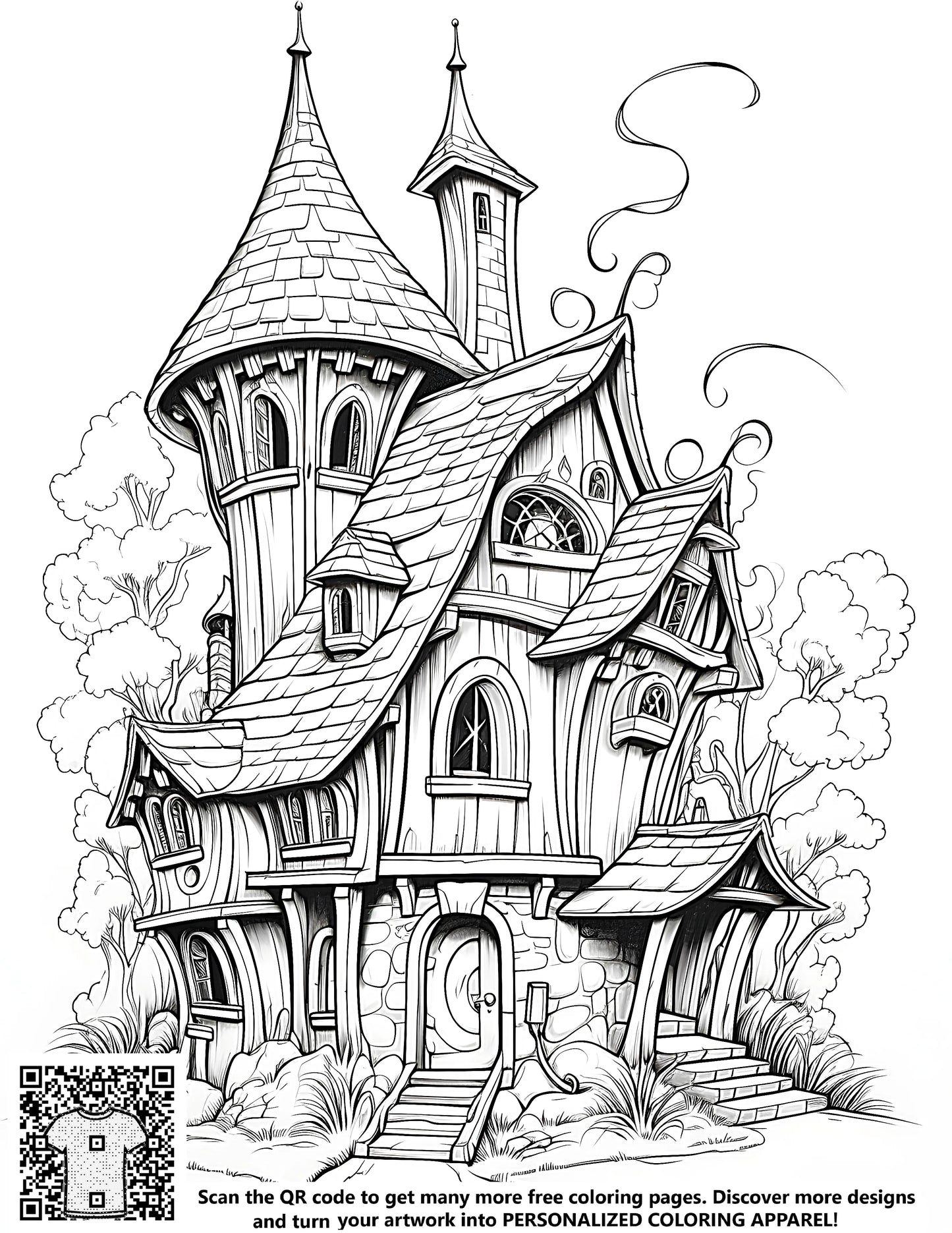 FREE Fairy-Tale Cottage Coloring Page - Printable Download