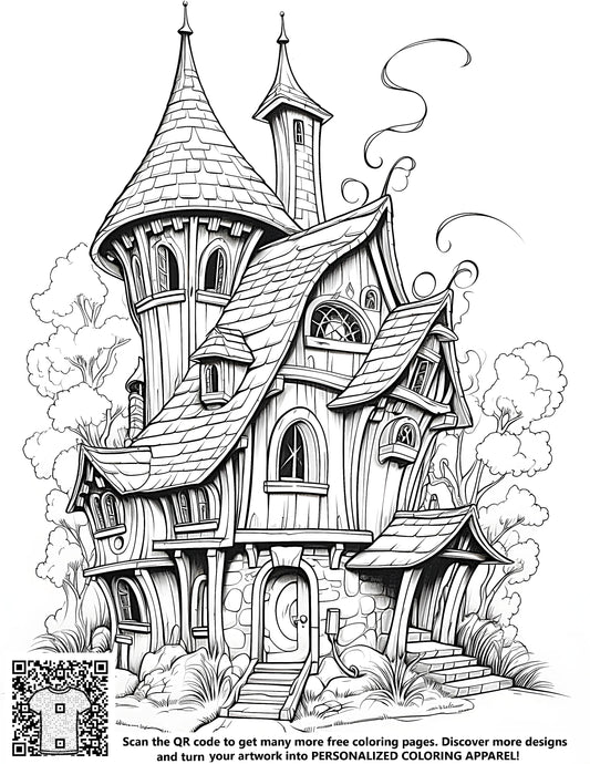 FREE Fairy-Tale Cottage Coloring Page - Printable Download