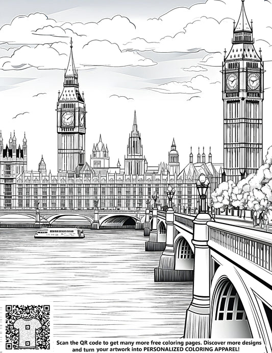 FREE London Cityscape Coloring Page - Download NOW