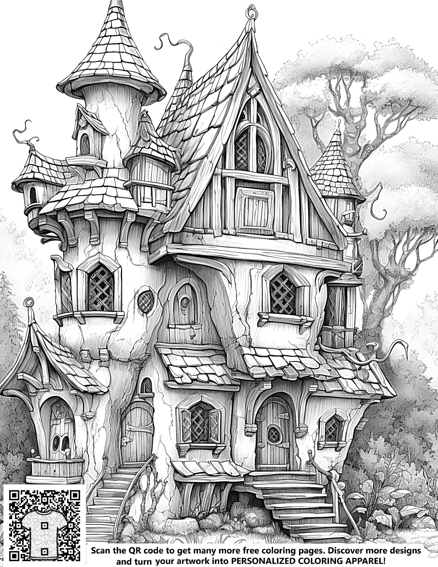 FREE Fantasy Cottage Coloring Page - Download NOW