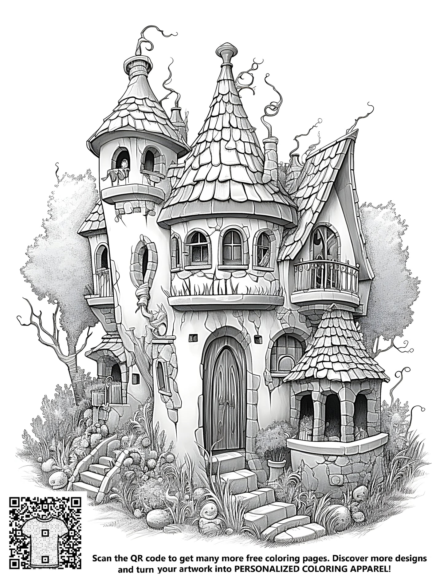 FREE Fairy Tale Whimsical House Coloring Page Printable