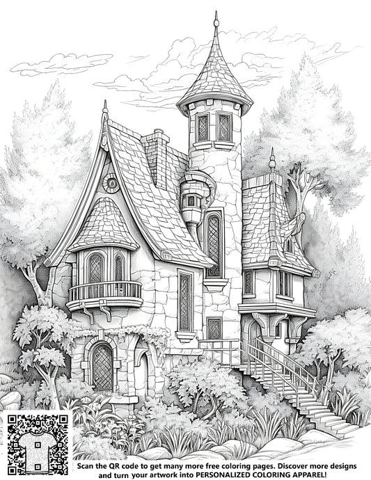 FREE Fantasy House Coloring Page - Printable Download