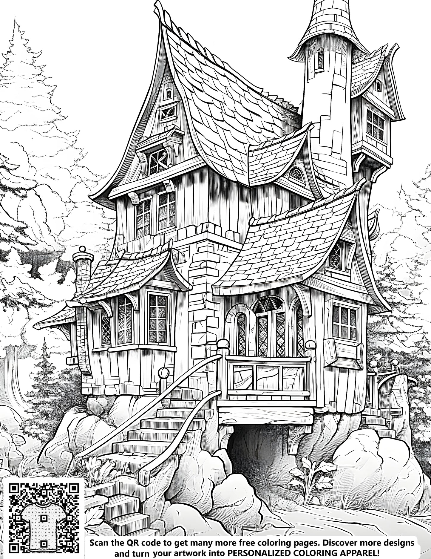 FREE Fantasy Cottage Coloring Page Download NOW