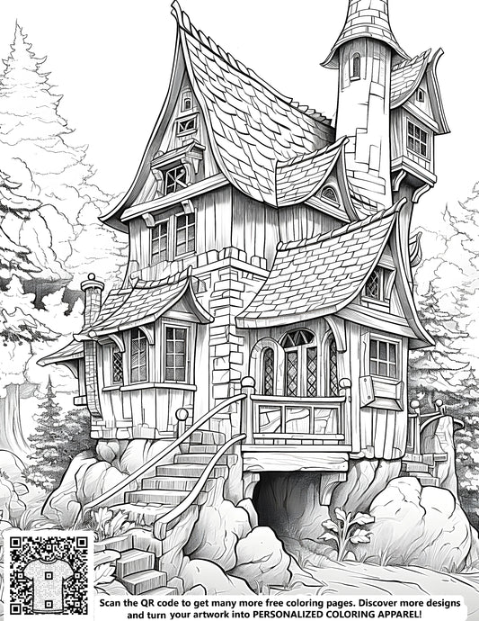 FREE Fantasy Cottage Coloring Page Download NOW