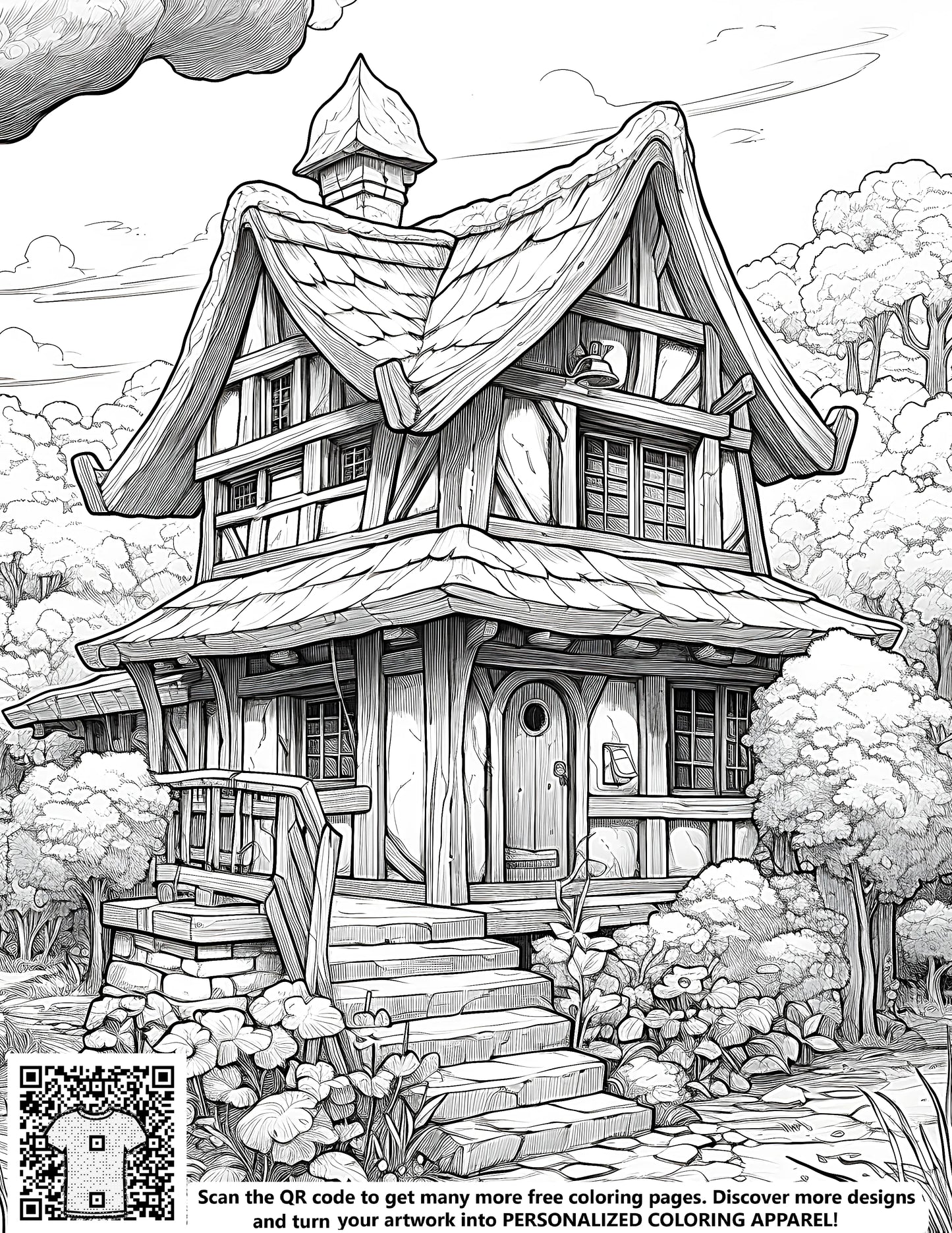 FREE Fairytale Cottage Coloring Page - Printable Download