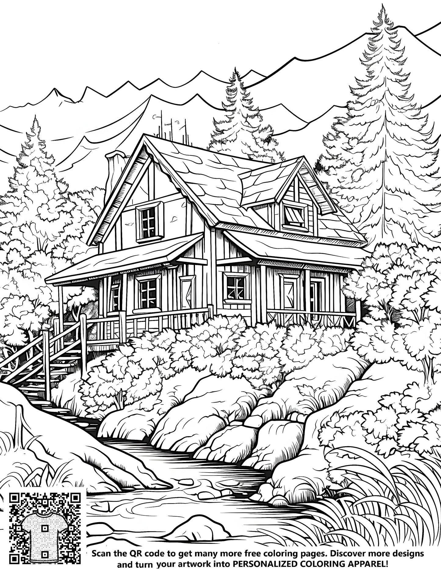 FREE Cabin in Forest Coloring Page - Download NOW