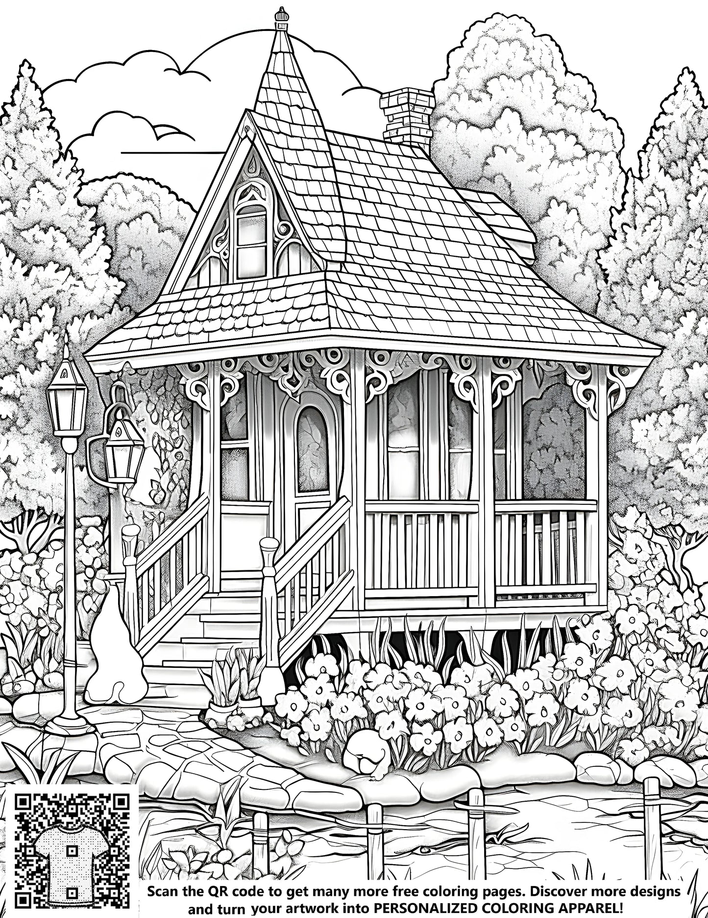 FREE Cottage Garden Coloring Page - Printable Download