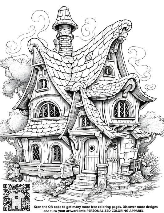 FREE Fairy Tale Cottage Coloring Page - Printable Download