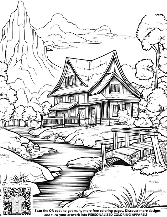 FREE Countryside House Coloring Page - Printable Download