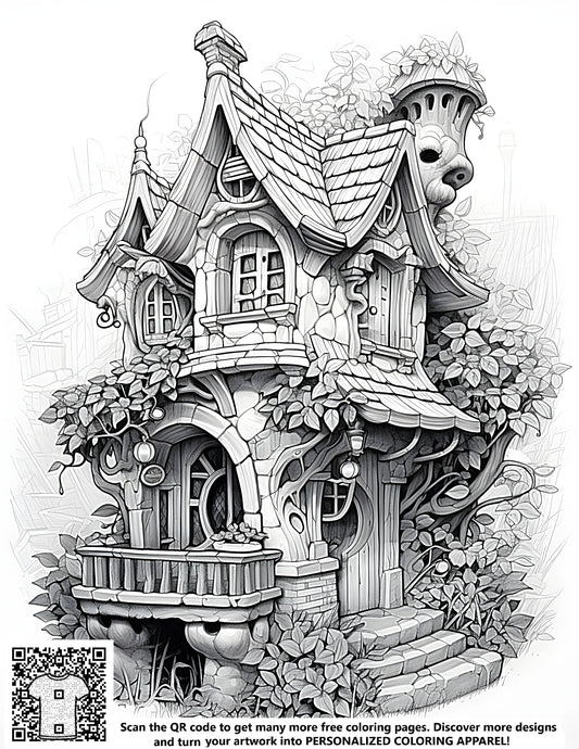 FREE Fairy Tale Cottage Coloring Page - Printable Download