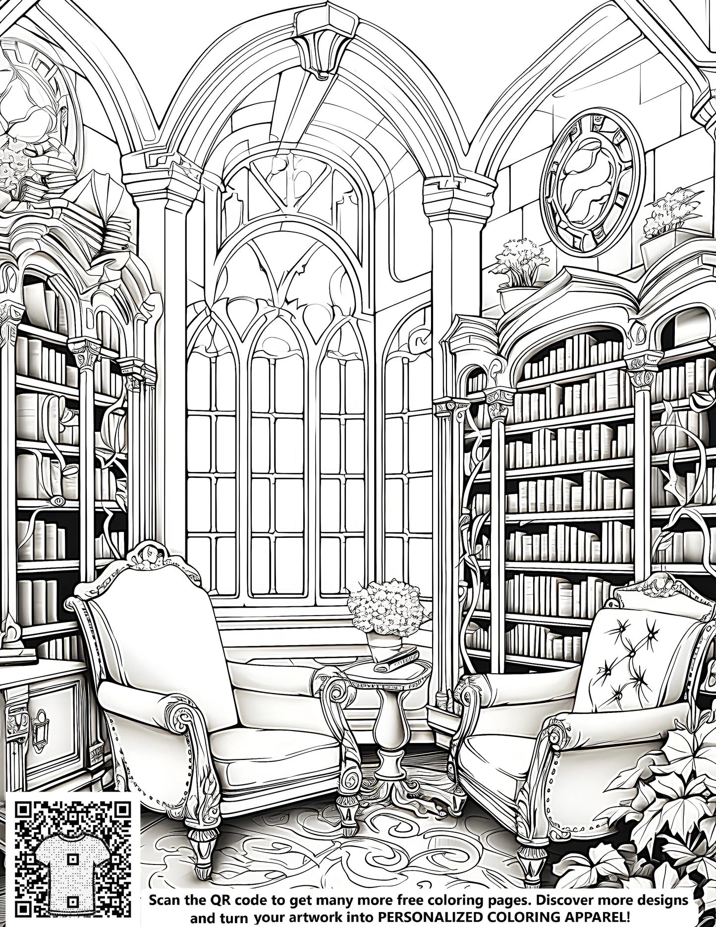 FREE Library Reading Room Coloring Page - Download NOW